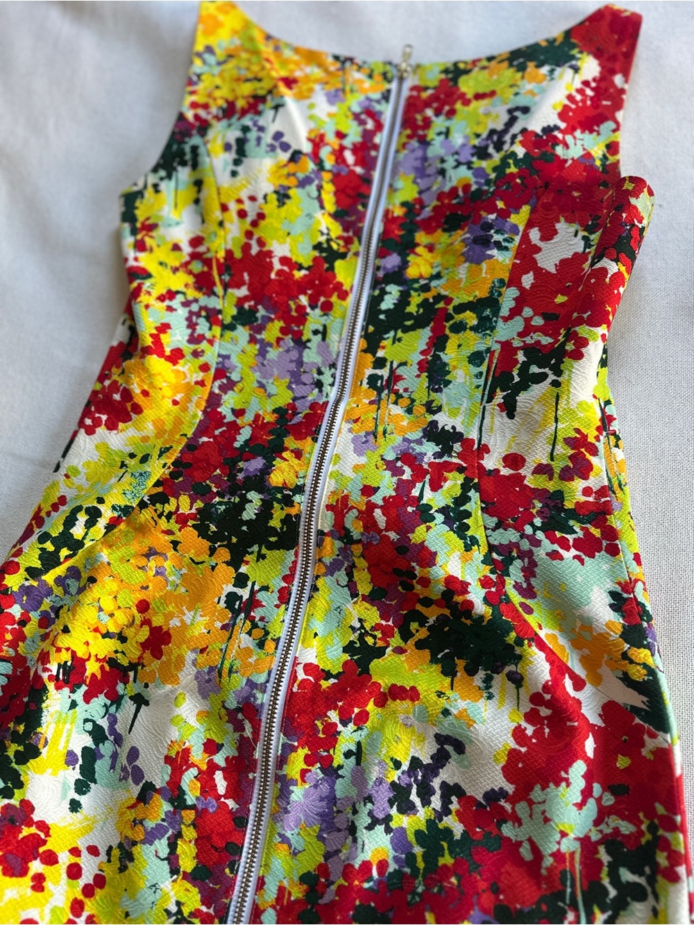 MADISON Artsy Splatter Print Two Way Back Zipper Sheath Dress | 8 - Picture 6 of 16